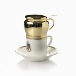 Tazza caffè e piattino "Impero" con filtro in ottone